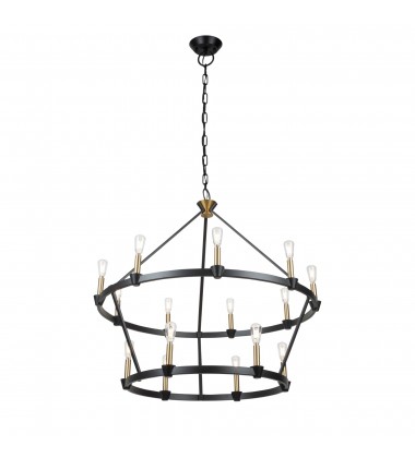  Notting Hill Collection 15-Light Chandelier Black and Brushed Brass-(AC11985BB)-Artcraft