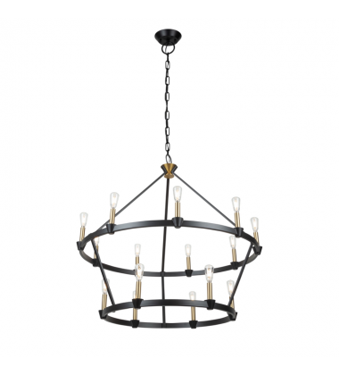  Notting Hill Collection 15-Light Chandelier Black and Brushed Brass-(AC11985BB)-Artcraft