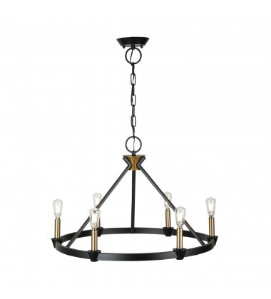  Notting Hill Collection 6-Light Chandelier Black and Brushed Brass-(AC11986BB)-Artcraft