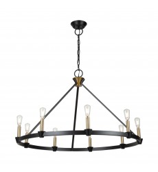 Notting Hill Collection 9-Light Chandelier Black and Brushed Brass-(AC11989BB)-Artcraft Notting Hill Collection 9-Light Chandelier Black and Brushed Brass-(AC11989BB)-Artcraft