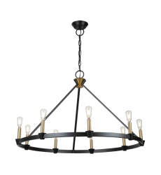  Notting Hill Collection 9-Light Chandelier Black and Brushed Brass-(AC11989BB)-Artcraft