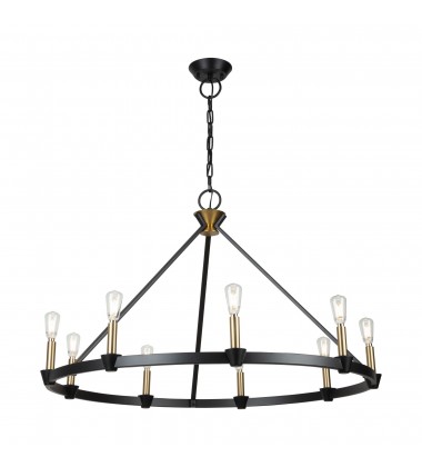  Notting Hill Collection 9-Light Chandelier Black and Brushed Brass-(AC11989BB)-Artcraft