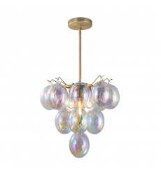  Globo Collection 5-Light Chandelier Iridescent and Brass-(AC11992LU)-Artcraft