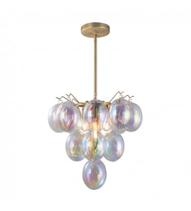 Globo Collection 5-Light Chandelier Iridescent and Brass-(AC11992LU)-Artcraft