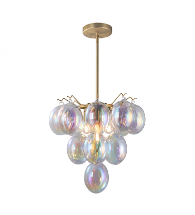 Globo Collection 5-Light Chandelier Iridescent and Brass-(AC11992LU)-Artcraft Globo Collection 5-Light Chandelier Iridescent and Brass-(AC11992LU)-Artcraft
