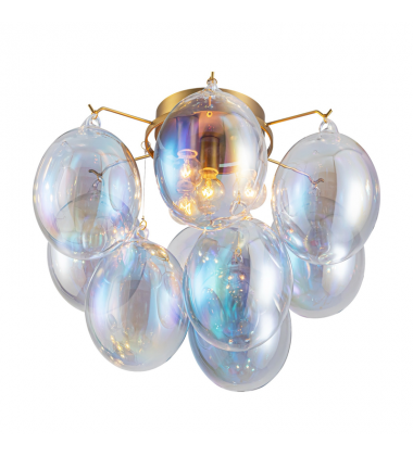  Globo Collection 4-Light Semi-Flush Mount Iridescent and Brass-(AC11993LU)-Artcraft