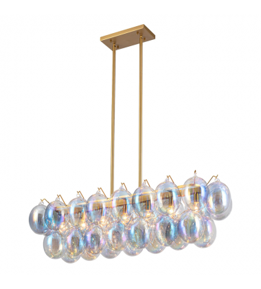 Globo Collection 8-Light Island/Pool Table Iridescent and Brass-(AC11998LU)-Artcraft Globo Collection 8-Light Island/Pool Table Iridescent and Brass-(AC11998LU)-Artcraft