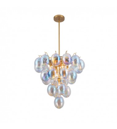  Globo Collection 9-Light Chandelier Iridescent and Brass-(AC11999LU)-Artcraft