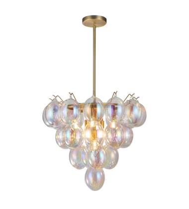 Globo Collection 9-Light Chandelier Iridescent and Brass-(AC11999LU)-Artcraft Globo Collection 9-Light Chandelier Iridescent and Brass-(AC11999LU)-Artcraft