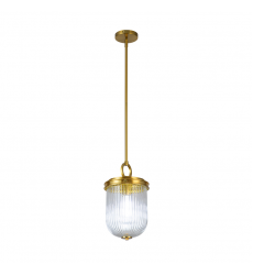Myla 1 Light Pendant, Vintage Brass with Ribbed Glass Glassware-(AC12020BR)-Artcraft