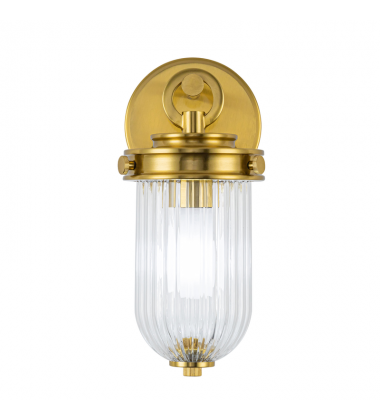 Myla 1 Light Wall Sconce, Vintage Brass with Ribbed Glass Glassware-(AC12021BR)-Artcraft