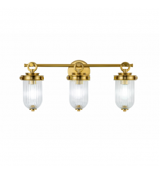 Myla 3 Light Bathroom, Vintage Brass with Ribbed Glass Glassware-(AC12023BR)-Artcraft
