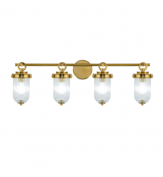 Myla 4 Light Bathroom Vanity, Vintage Brass with Ribbed Glass Glassware-(AC12024BR)-Artcraft