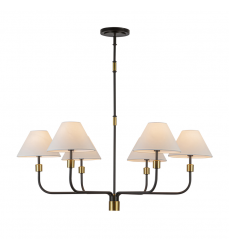 Providence 6 Light Chandelier, Black, Brushed Brass-(AC12036BB)-Artcraft