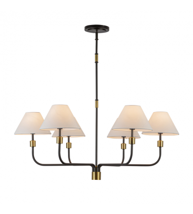 Providence 6 Light Chandelier, Black, Brushed Brass-(AC12036BB)-Artcraft