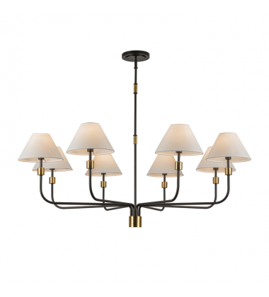 Providence 8 Light Chandelier, Black, Brushed Brass-(AC12038BB)-Artcraft
