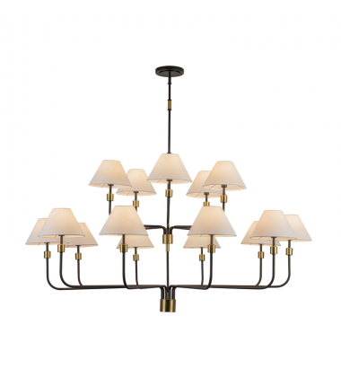 Providence 15 Light Chandelier, Black, Brushed Brass-(AC12039BB)-Artcraft