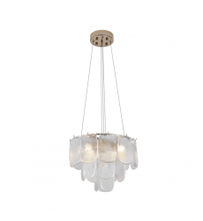 Bianca 5 Light Pendant, Polished Nickel, Crystalline with Piastra Type Glassware-(AC12051CR)-Artcraft