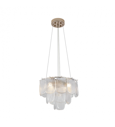 Bianca 5 Light Pendant, Polished Nickel, Crystalline with Piastra Type Glassware-(AC12051CR)-Artcraft Bianca 5 Light Pendant, Polished Nickel, Crystalline with Piastra Type Glassware-(AC12051CR)-Artcraft