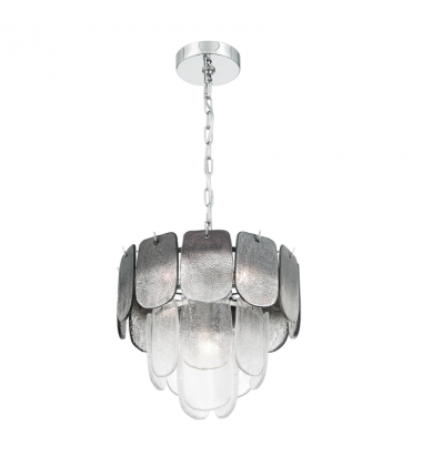 Bianca 5 Light Pendant, Polished Nickel, Crystalline Smoke with Piastra Type Glassware-(AC12051CS)-Artcraft Bianca 5 Light Pendant, Polished Nickel, Crystalline Smoke with Piastra Type Glassware-(AC12051CS)-Artcraft