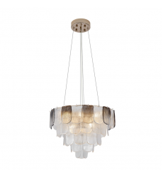 Bianca 12 Light Chandelier, Polished Nickel, Crystalline Smoke with Piastra Type Glassware-(AC12052CS)-Artcraft