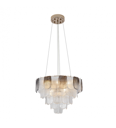 Bianca 12 Light Chandelier, Polished Nickel, Crystalline Smoke with Piastra Type Glassware-(AC12052CS)-Artcraft Bianca 12 Light Chandelier, Polished Nickel, Crystalline Smoke with Piastra Type Glassware-(AC12052CS)-Artcraft