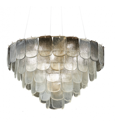 Bianca 19 Light Chandelier, Polished Nickel, Crystalline Smoke with Piastra Type Glassware-(AC12053CS)-Artcraft Bianca 19 Light Chandelier, Polished Nickel, Crystalline Smoke with Piastra Type Glassware-(AC12053CS)-Artcraft