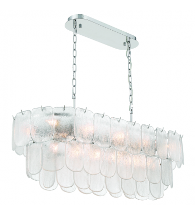 Bianca 12 Light Island Light, Polished Nickel, Crystalline with Piastra Type Glassware-(AC12054CR)-Artcraft