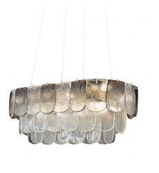 Bianca 12 Light Island Light, Polished Nickel, Crystalline Smoke with Piastra Type Glassware-(AC12054CS)-Artcraft
