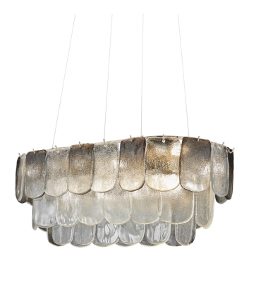 Bianca 12 Light Island Light, Polished Nickel, Crystalline Smoke with Piastra Type Glassware-(AC12054CS)-Artcraft Bianca 12 Light Island Light, Polished Nickel, Crystalline Smoke with Piastra Type Glassware-(AC12054CS)-Artcraft