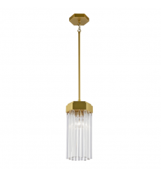 Emma 1 Light Pendant, Brushed Brass with Glass Rods-(AC12060BR)-Artcraft