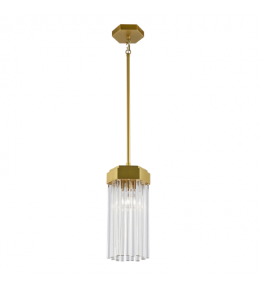 Emma 1 Light Pendant, Brushed Brass with Glass Rods-(AC12060BR)-Artcraft