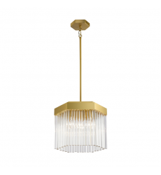 Emma 3 Light Pendant, Brushed Brass with Glass Rods-(AC12062BR)-Artcraft
