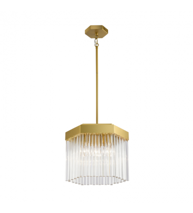 Emma 3 Light Pendant, Brushed Brass with Glass Rods-(AC12062BR)-Artcraft Emma 3 Light Pendant, Brushed Brass with Glass Rods-(AC12062BR)-Artcraft