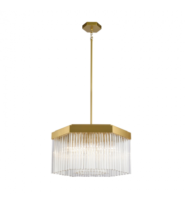 Emma 7 Light Chandelier, Brushed Brass with Glass Rods-(AC12063BR)-Artcraft