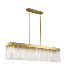 Emma 7 Light Island Light, Brushed Brass with Glass Rods-(AC12064BR)-Artcraft