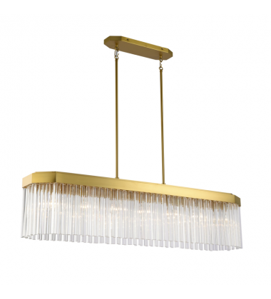 Emma 7 Light Island Light, Brushed Brass with Glass Rods-(AC12064BR)-Artcraft