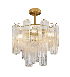 Sophia 5 Light Semi Flush Mount, Brass with Tronchi Style Glassware-(AC12103BR)-Artcraft