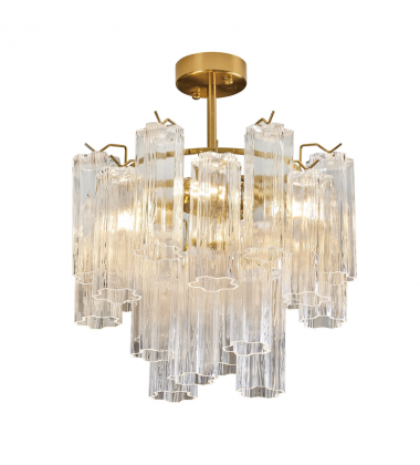 Sophia 5 Light Semi Flush Mount, Brass with Tronchi Style Glassware-(AC12103BR)-Artcraft Sophia 5 Light Semi Flush Mount, Brass with Tronchi Style Glassware-(AC12103BR)-Artcraft