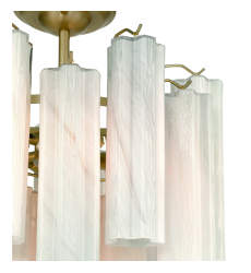 Sophia 5 Light Semi Flush Mount, Brass with Wispy White Tronchi Style Glassware-(AC12103WH)-Artcraft
