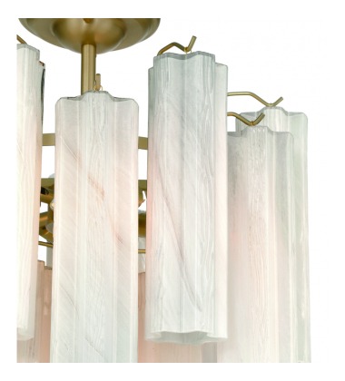 Sophia 5 Light Semi Flush Mount, Brass with Wispy White Tronchi Style Glassware-(AC12103WH)-Artcraft Sophia 5 Light Semi Flush Mount, Brass with Wispy White Tronchi Style Glassware-(AC12103WH)-Artcraft