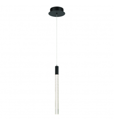 Celine 1 Light Integrated LED Pendant, Black with Laser Lined Glass Rods-(AC12141BK)-Artcraft