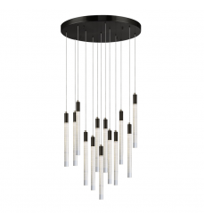 Celine 13 Light Integrated LED Chandelier, Black with Laser Lined Glass Rods-(AC12143BK)-Artcraft