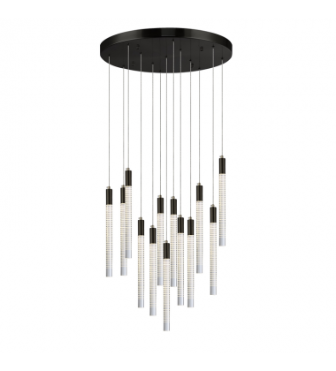 Celine 13 Light Integrated LED Chandelier, Black with Laser Lined Glass Rods-(AC12143BK)-Artcraft