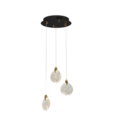 Snowflake 3 Light Integrated LED Pendant, Satin Brass-(AC12151BB)-Artcraft Snowflake 3 Light Integrated LED Pendant, Satin Brass-(AC12151BB)-Artcraft