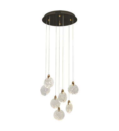 Snowflake 7 Light Integrated LED Chandelier, Satin Brass-(AC12152BB)-Artcraft Snowflake 7 Light Integrated LED Chandelier, Satin Brass-(AC12152BB)-Artcraft