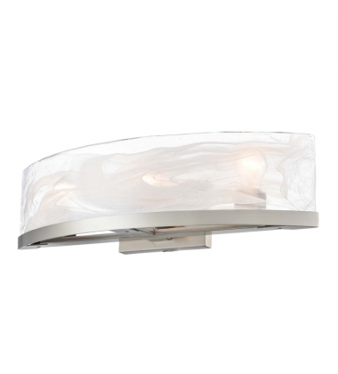 Skye 3 Light Bathroom Vanity, Brushed Nickel with Wispy White Murano Style Glass-(AC12173BN)-Artcraft Skye 3 Light Bathroom Vanity, Brushed Nickel with Wispy White Murano Style Glass-(AC12173BN)-Artcraft