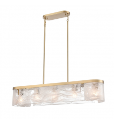 Skye 6 Light Island Light, Brass with Wispy White Murano Style Glass-(AC12175BR)-Artcraft