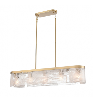 Skye 6 Light Island Light, Brass with Wispy White Murano Style Glass-(AC12175BR)-Artcraft
