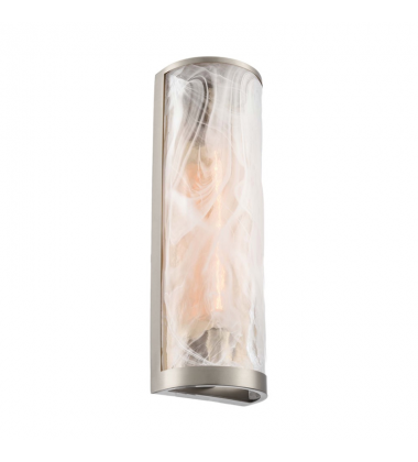 Skye 2 Light Wall Sconce, Brushed Nickel with Wispy White Murano Style Glass-(AC12177BN)-Artcraft